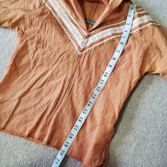 Vintage 70s Arizona Boho Coachella Festival Southwestern Collared Top S - Picture 5 of 8